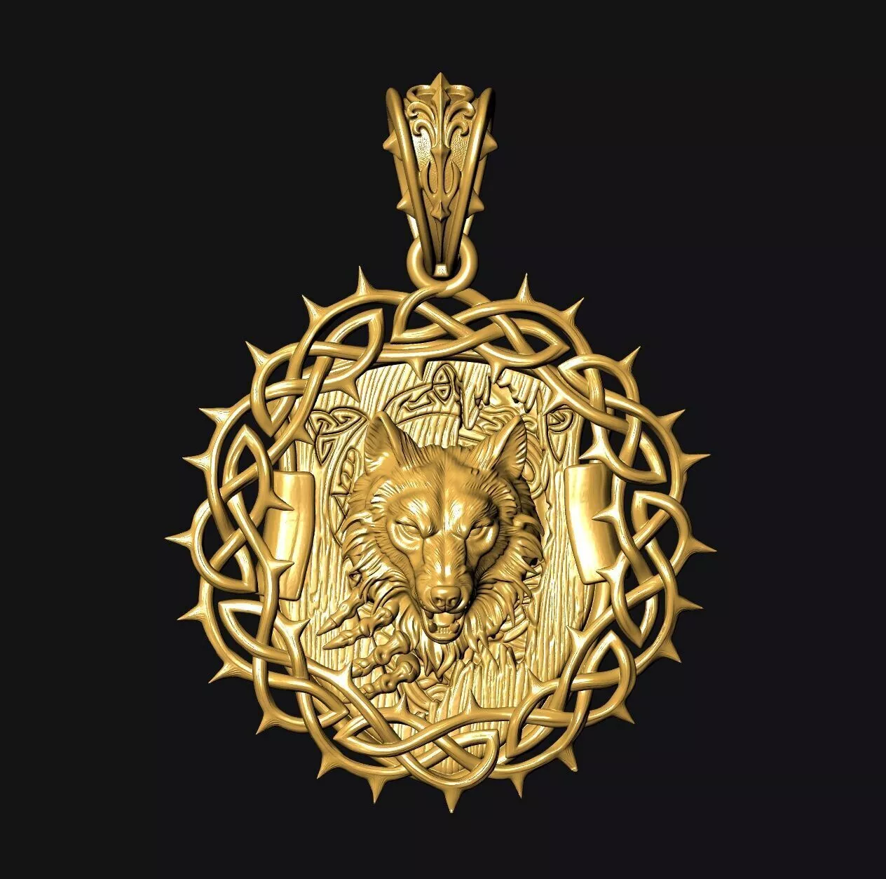 Gothic Wolf pendant charms - one inch pendant Free 3D print model