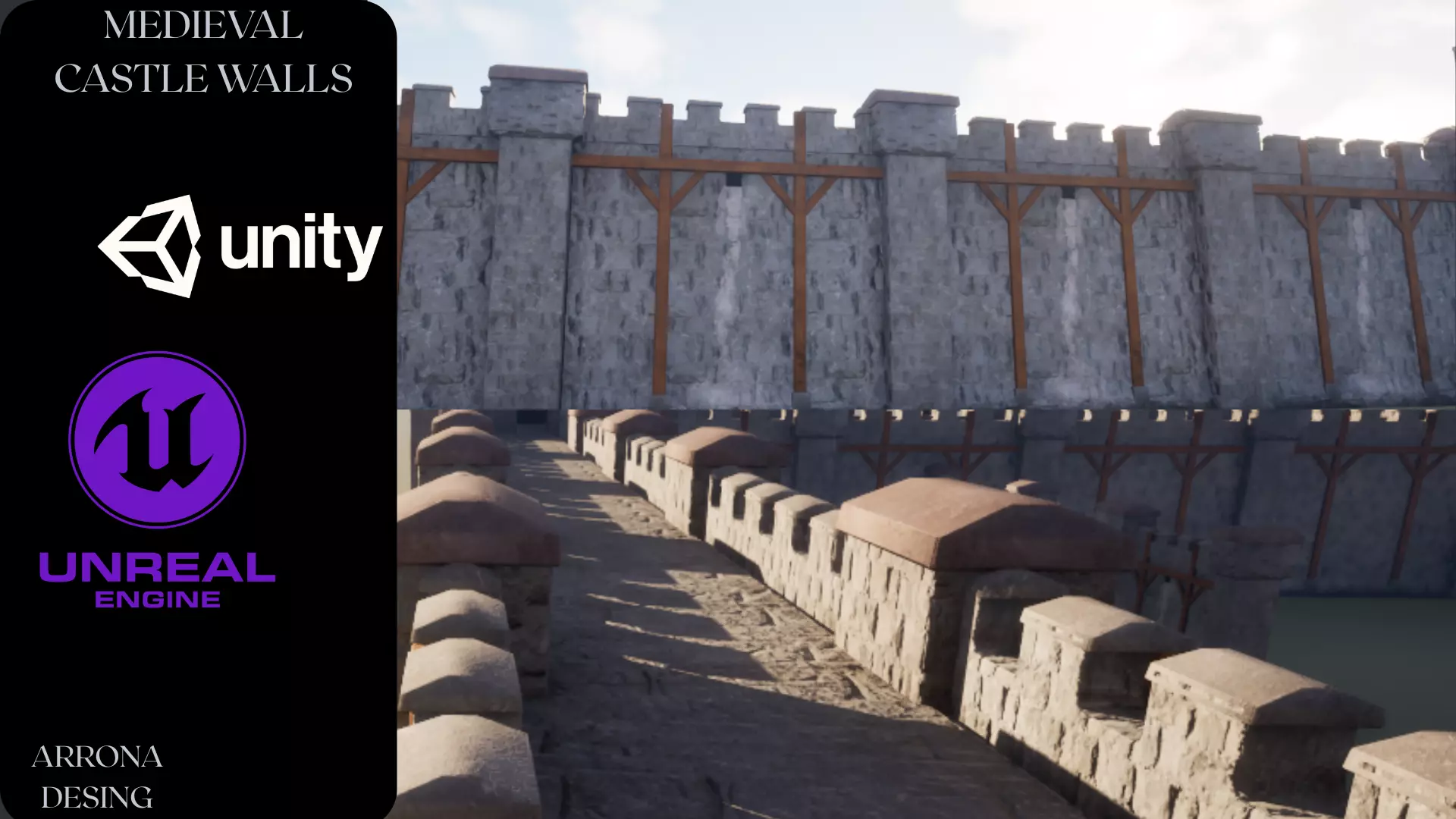 Medieval Castle Walls Free low-poly 3D model