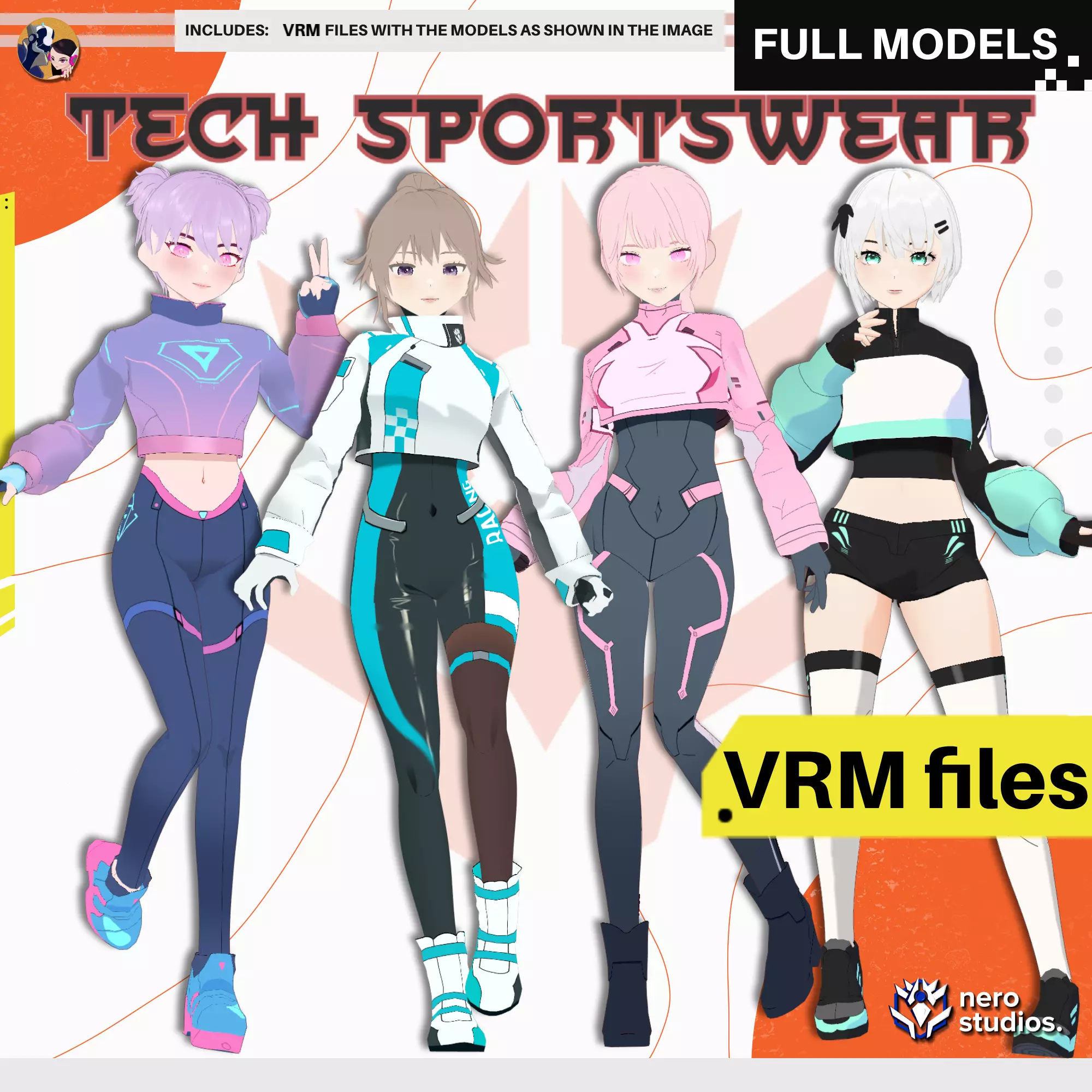 VRM SCI-FI OUTFIT BODYSUIT FUTURISTC CYBERPUNK GIRLS 3D model