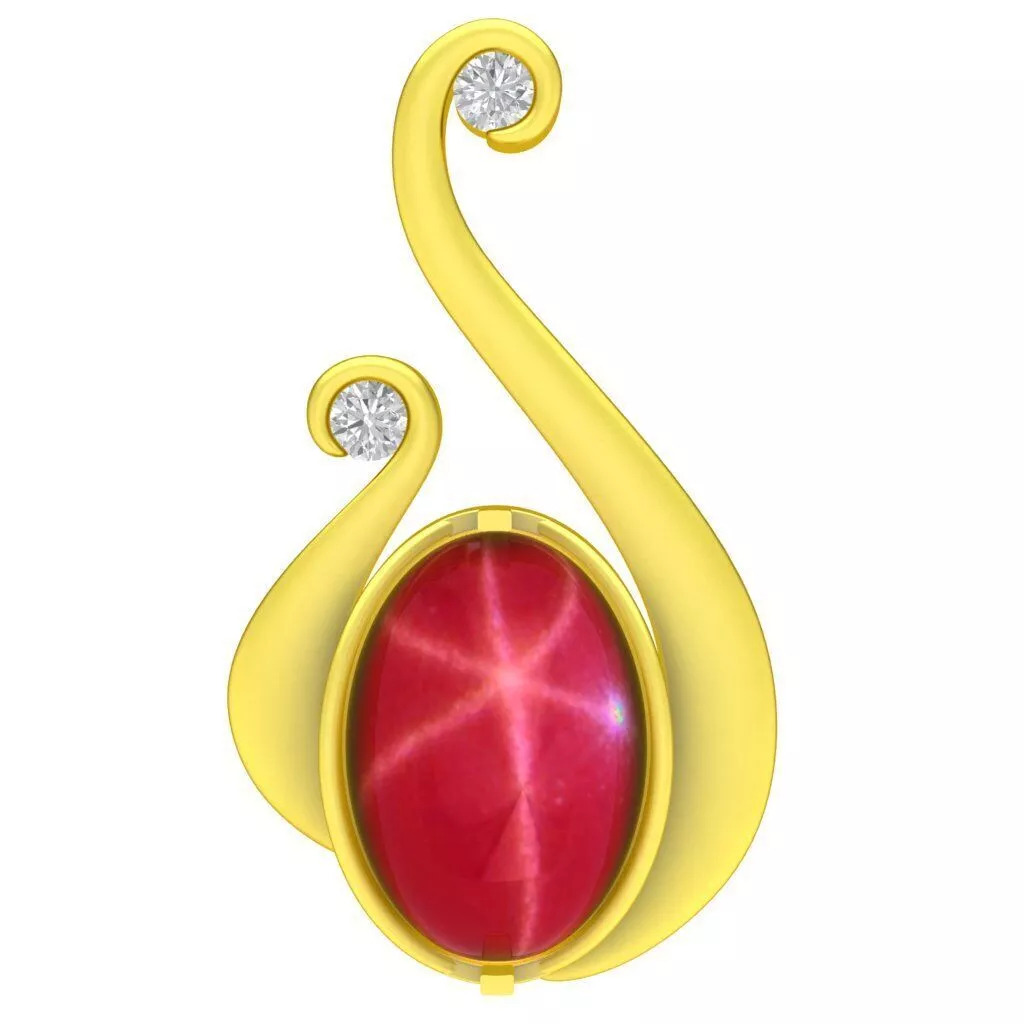 Luxury Oval Star Ruby Swirl Pendant 3D Model for Women 264a 3D print model