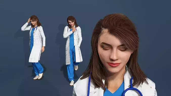 Realistic 3D Female Doctor Model  Fully Rigged  Animated