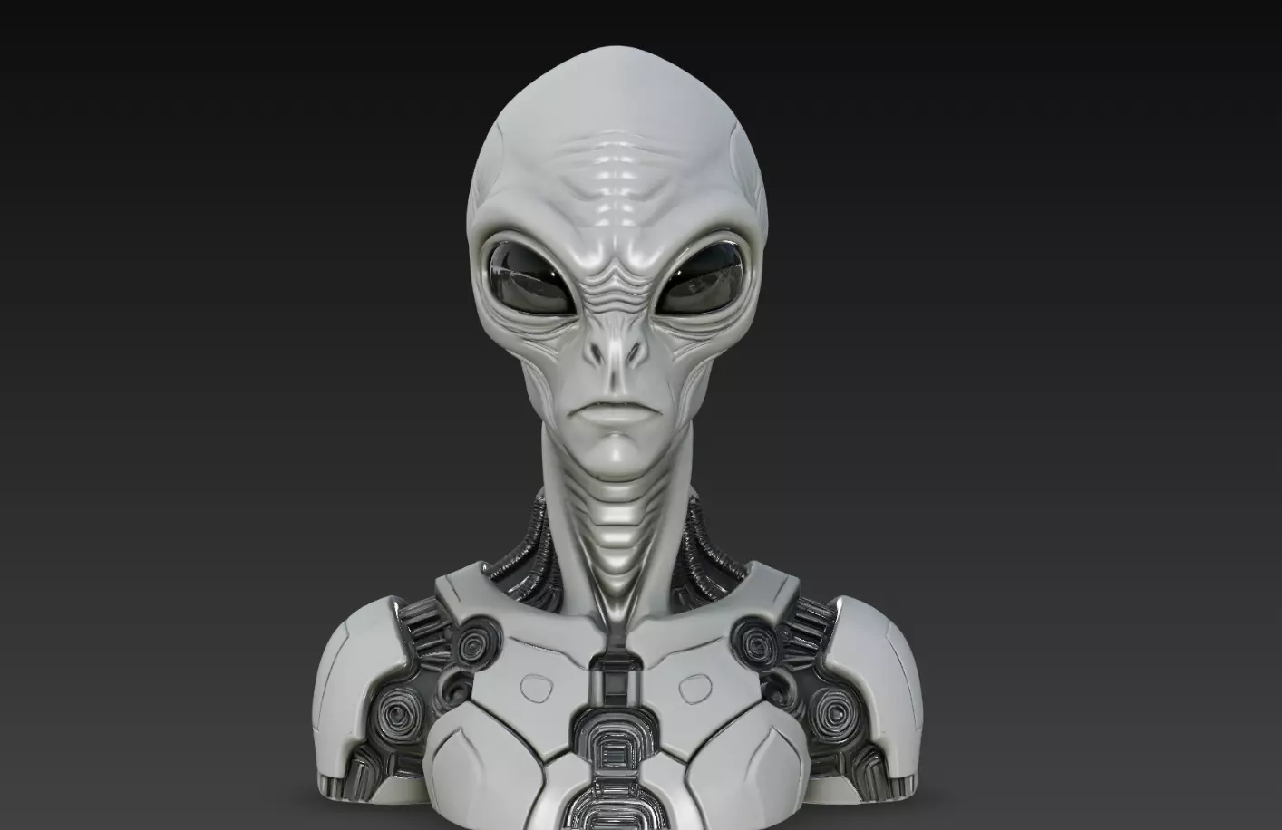 Alien Cyborg Bust STL Futuristic Sci-Fi Creature 3D print model