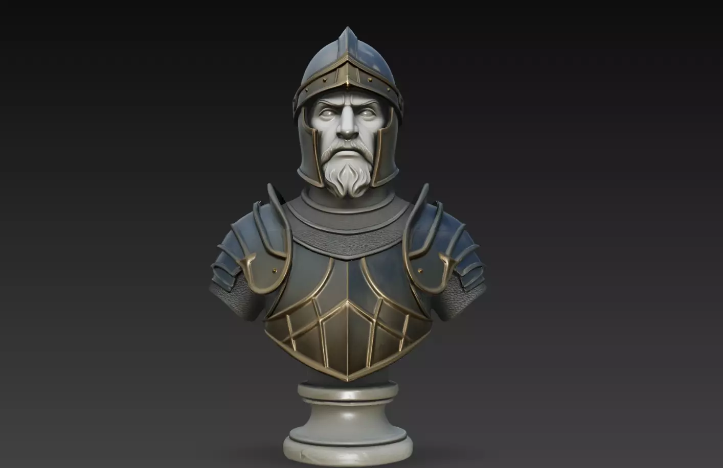 Medieval Knight Commander Bust STL Armor Sculpture 3D print model