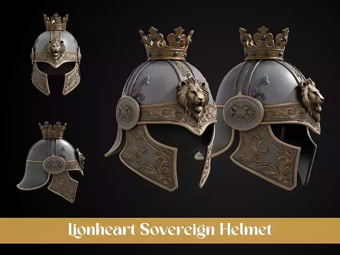 Stylized Royal Knight Dominion Helmet - Lionheart Sovereign
