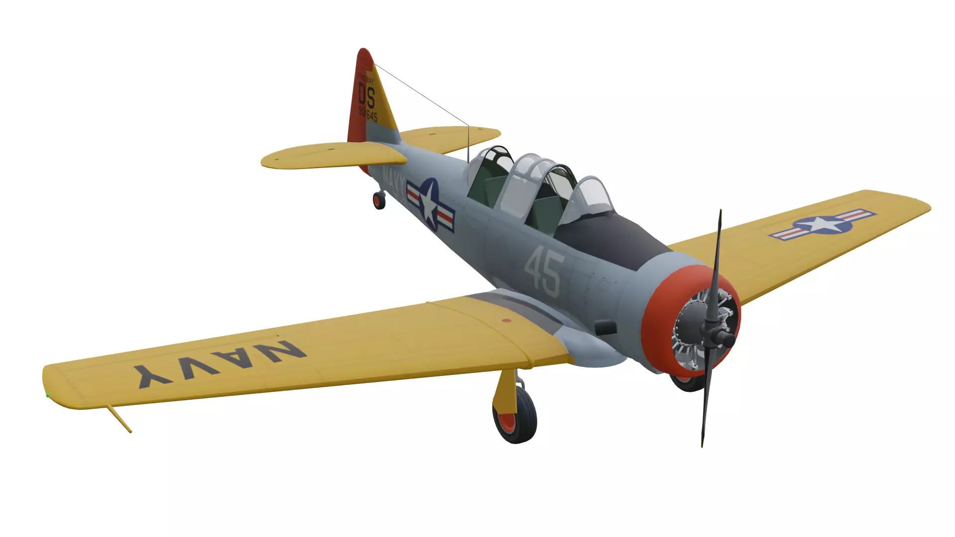 North American T-6 Texan Low-poly 3D model
