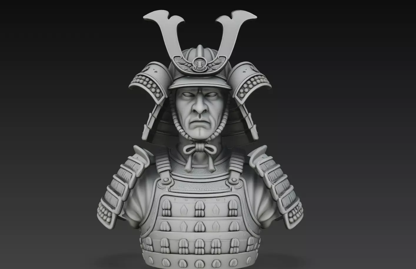 Ancient Samurai Commander Bust STL Armor Sculpture 3D print model