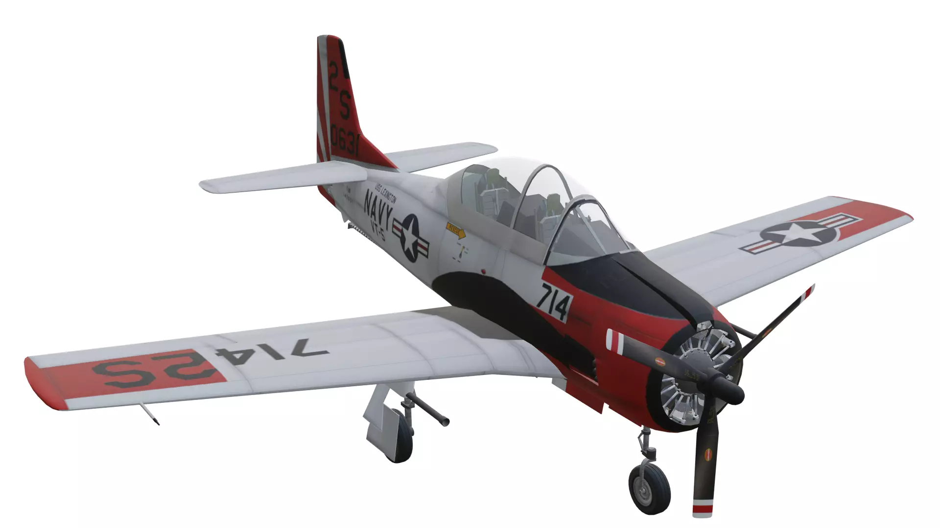 North American T-28 Trojan Low-poly 3D model
