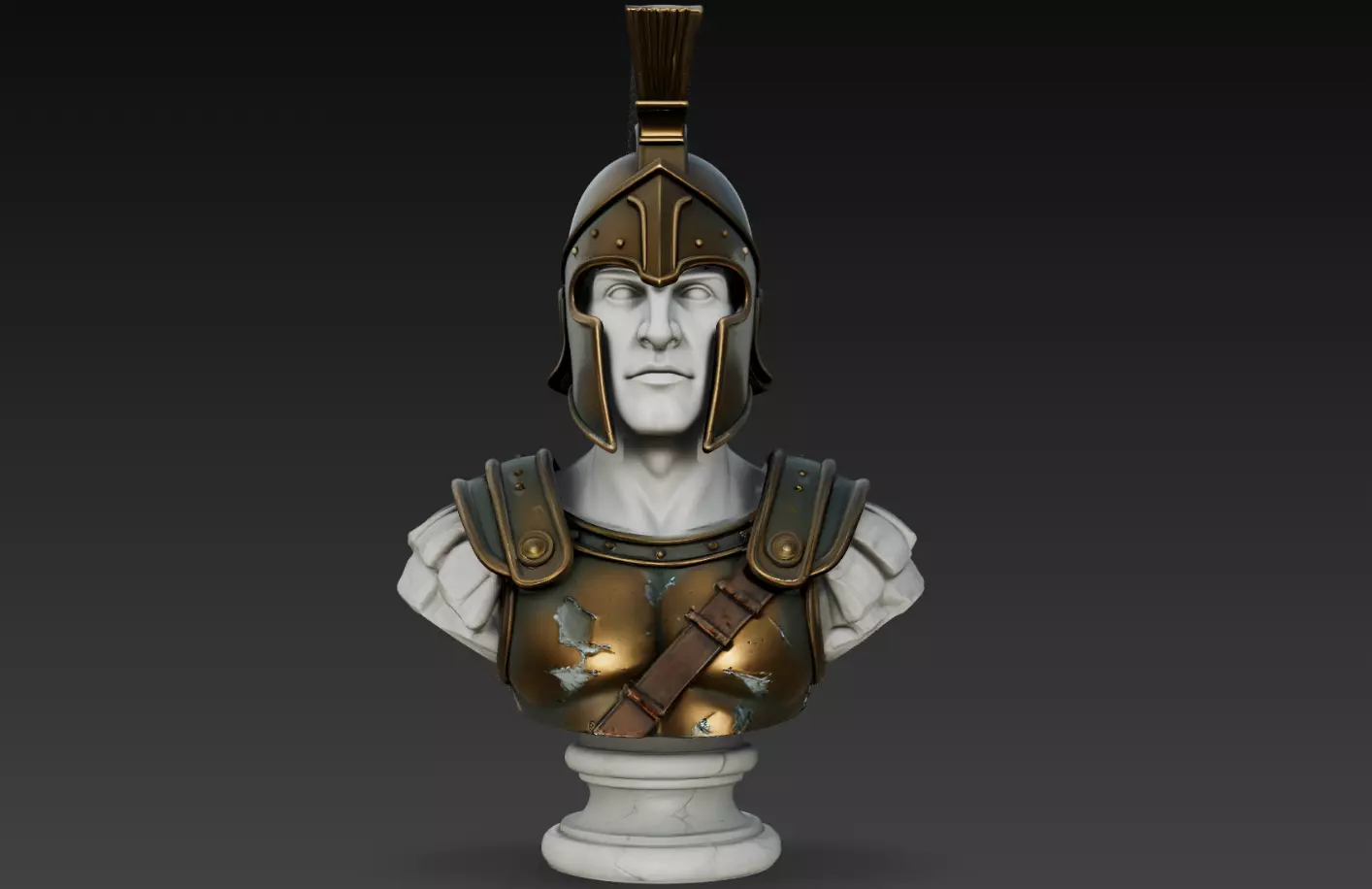 Ancient Spartan Hoplite Bust STL Warrior Sculpture 3D print model
