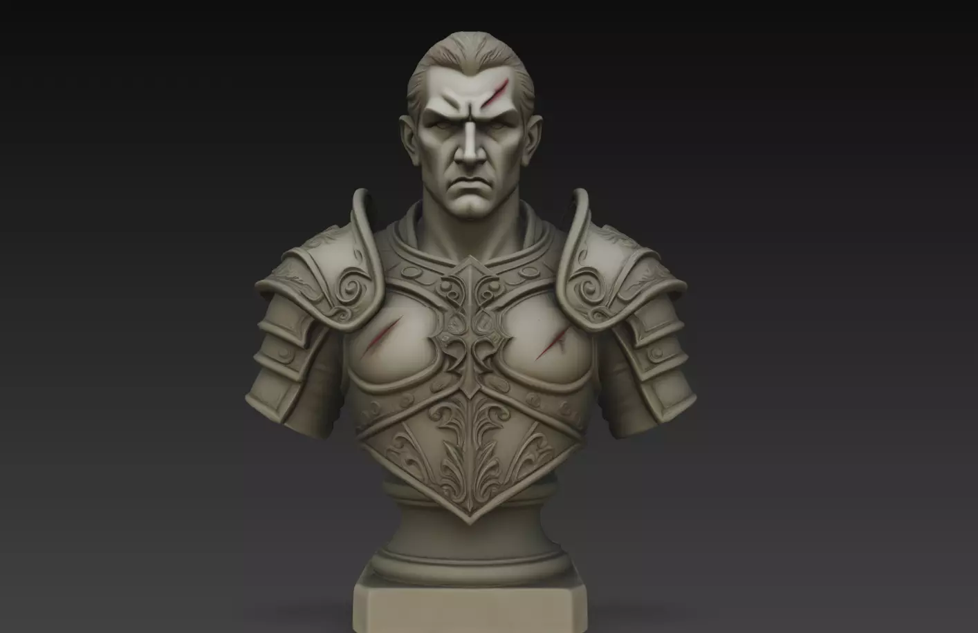 Battle Scar Knight Bust STL 3D print model