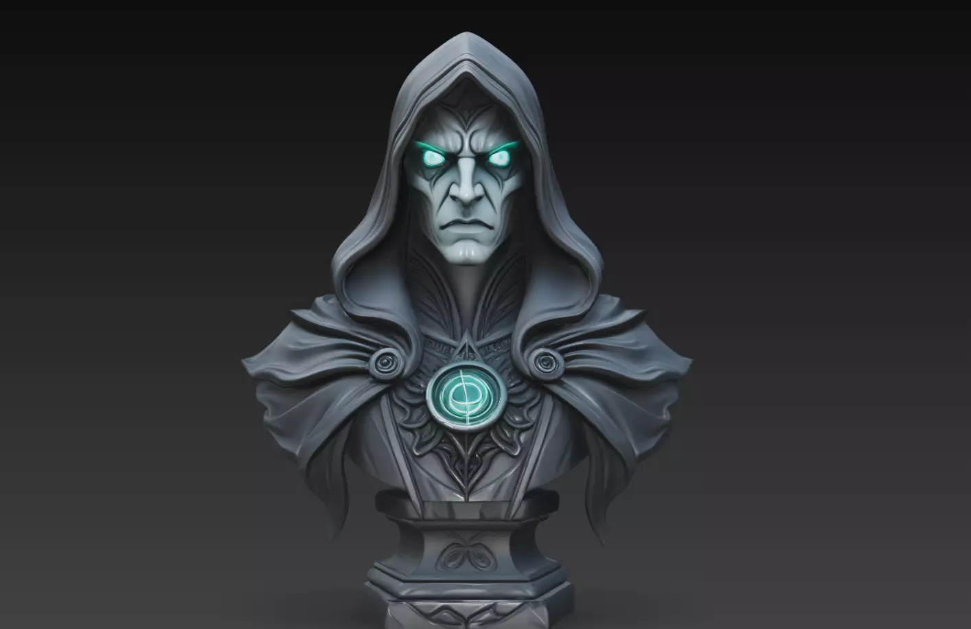 Dark Arcane Mage Bust STL 3D print model