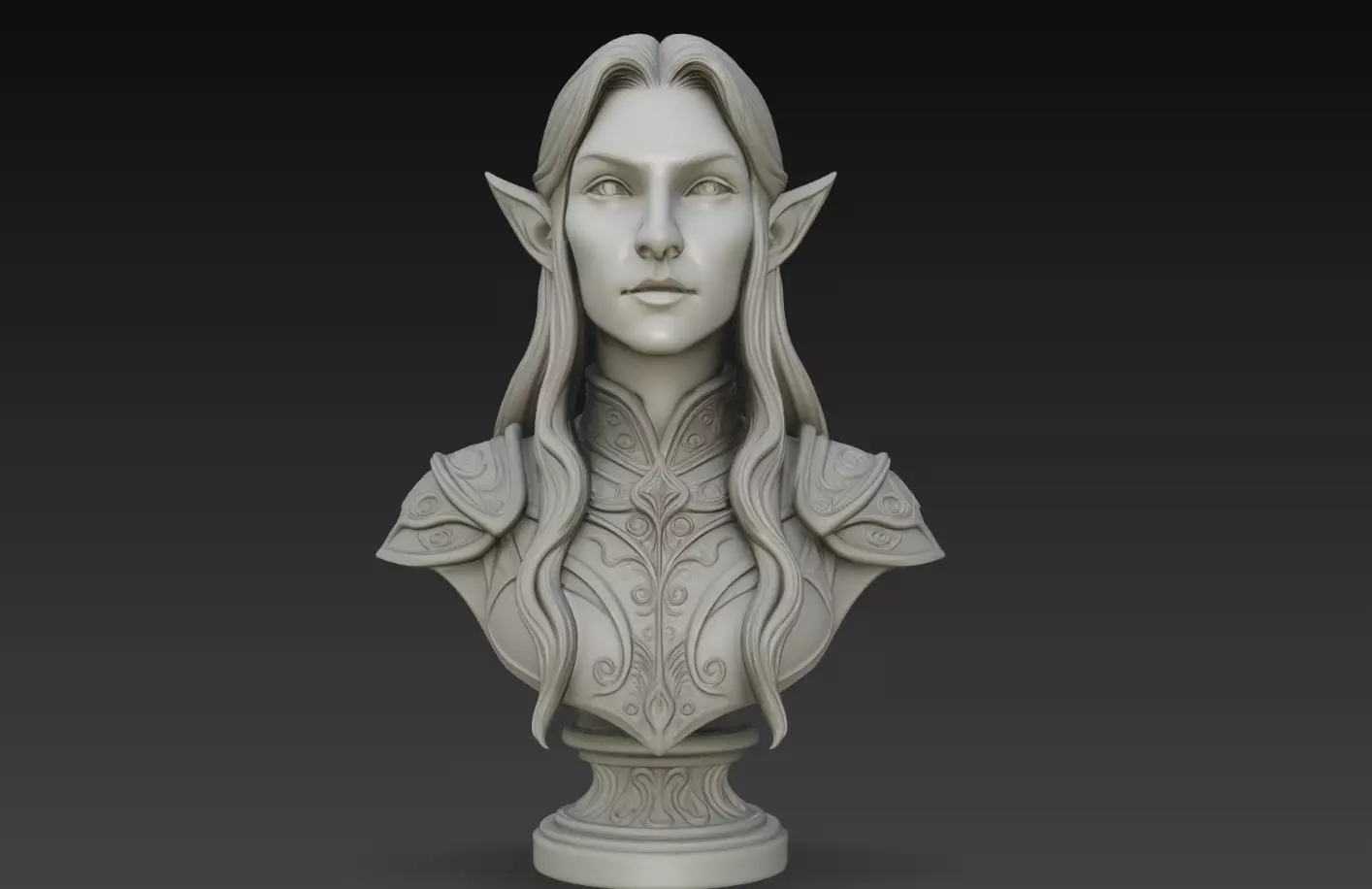 High Elf Noble Bust STL Fantasy Character Sculpture 3D print model