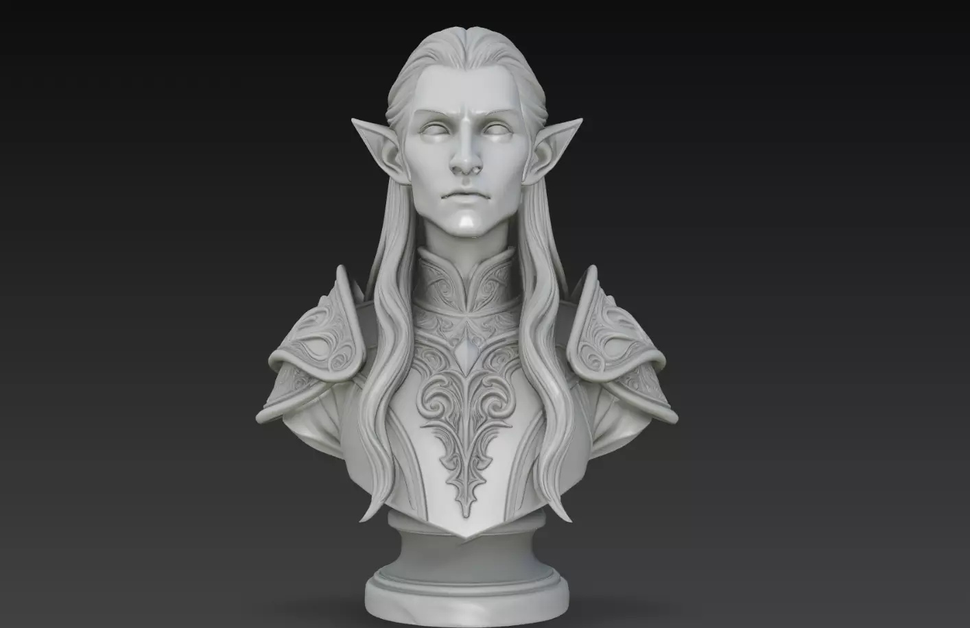 High Elf Noble Bust STL Fantasy Royal Character 3D print model