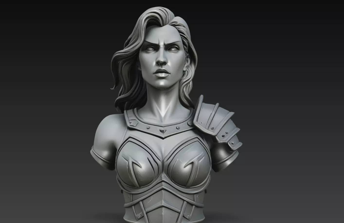 Steelborn Warrior Maiden Bust STL Fantasy Hero 3D print model
