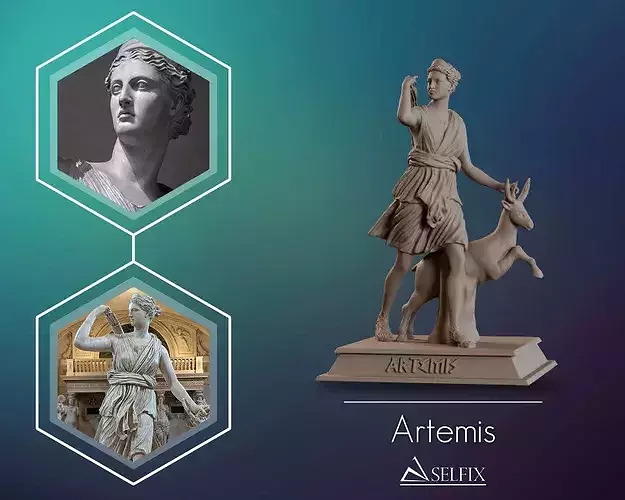 Artemis Full Body with Deer Goddess Sculpture 