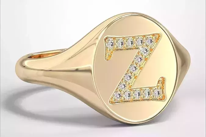Z  Monogram Small Finger Ring Oval Signet Chevalier Ring
