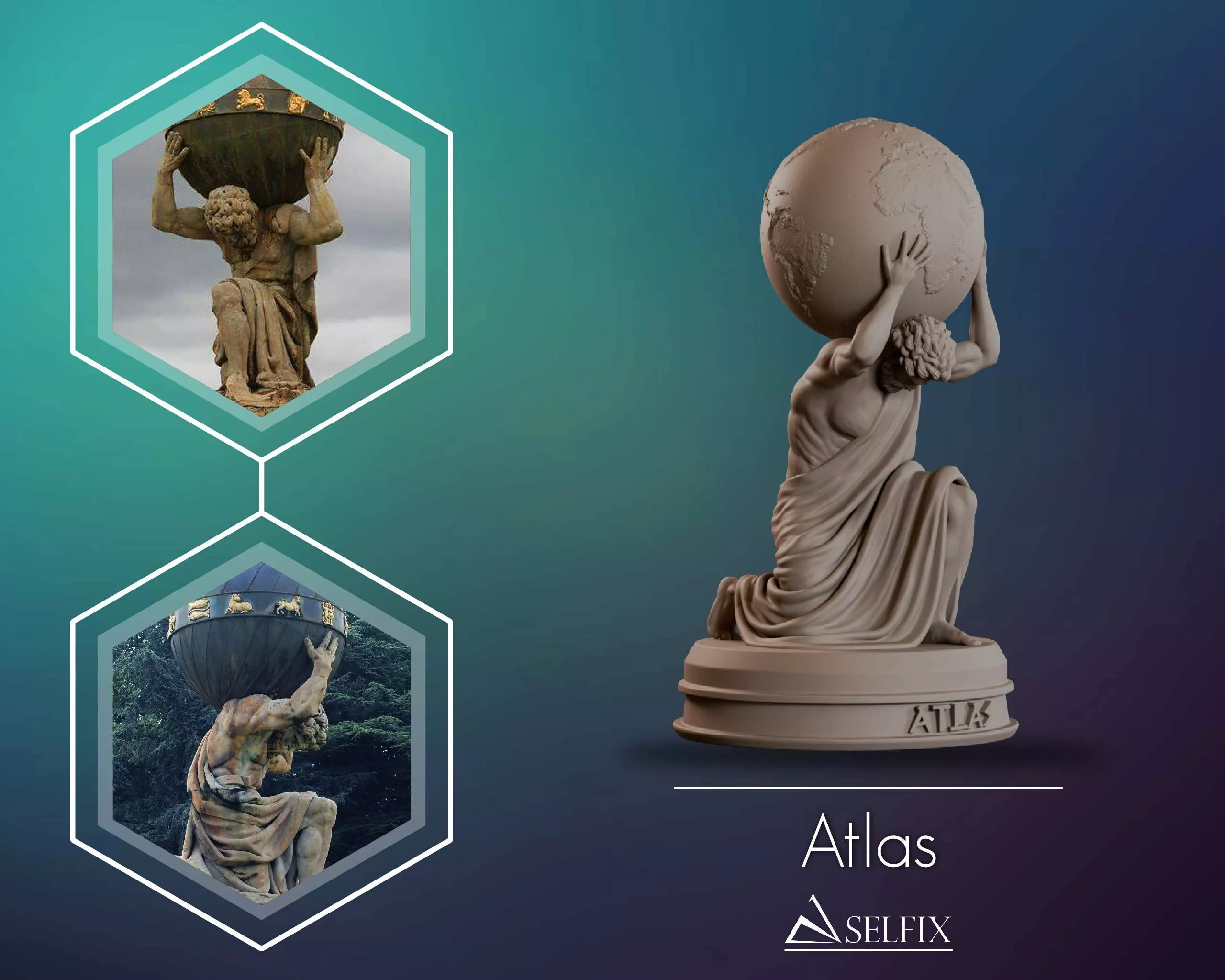 Atlas Holding World Globe Full Body Sculpture 3D print model