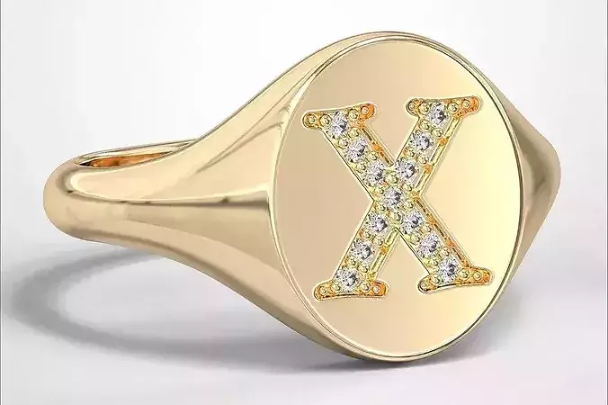 X Monogram Small Finger Ring Oval Signet Chevalier Ring