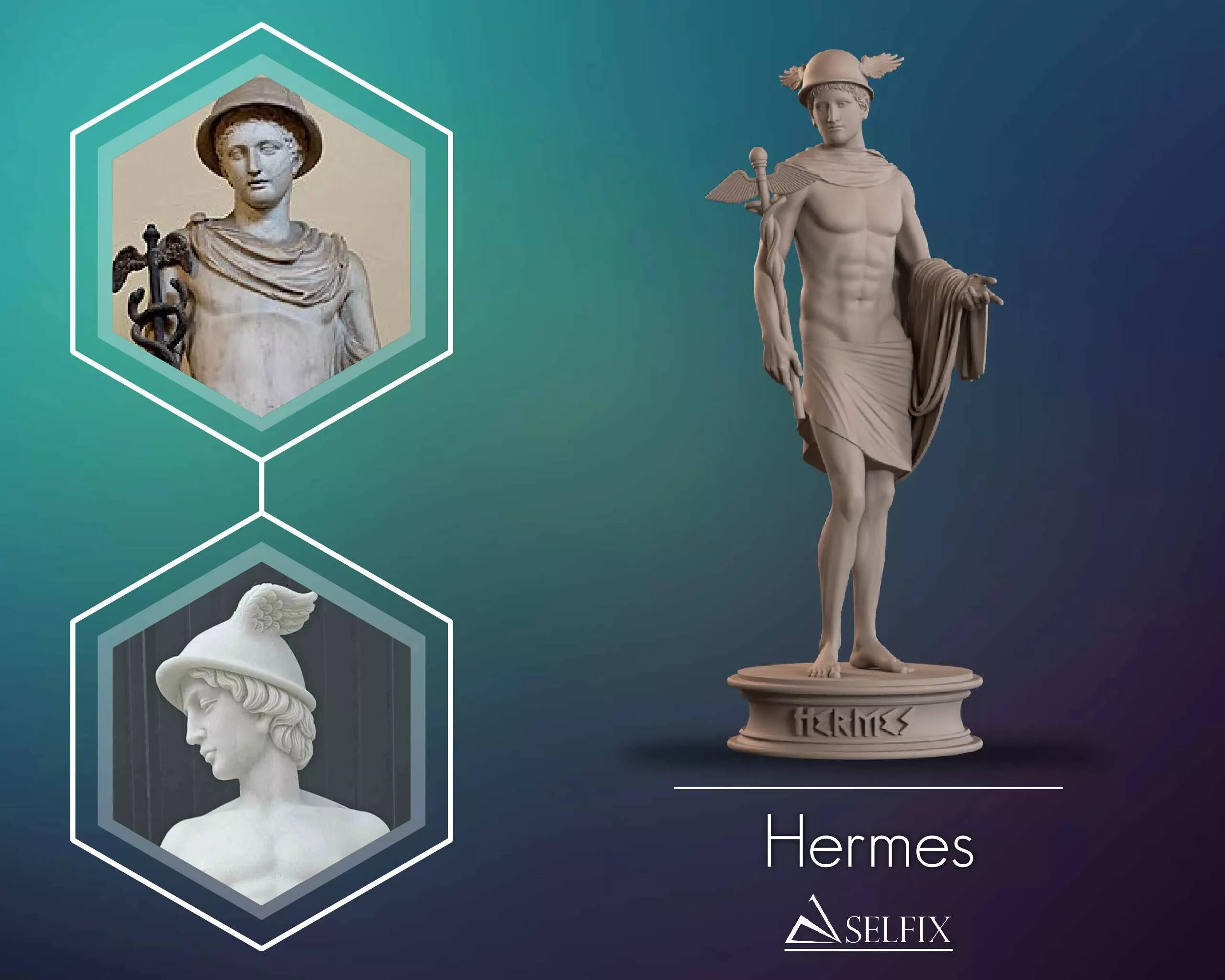Hermes Full Body God Sculpture 3D print model