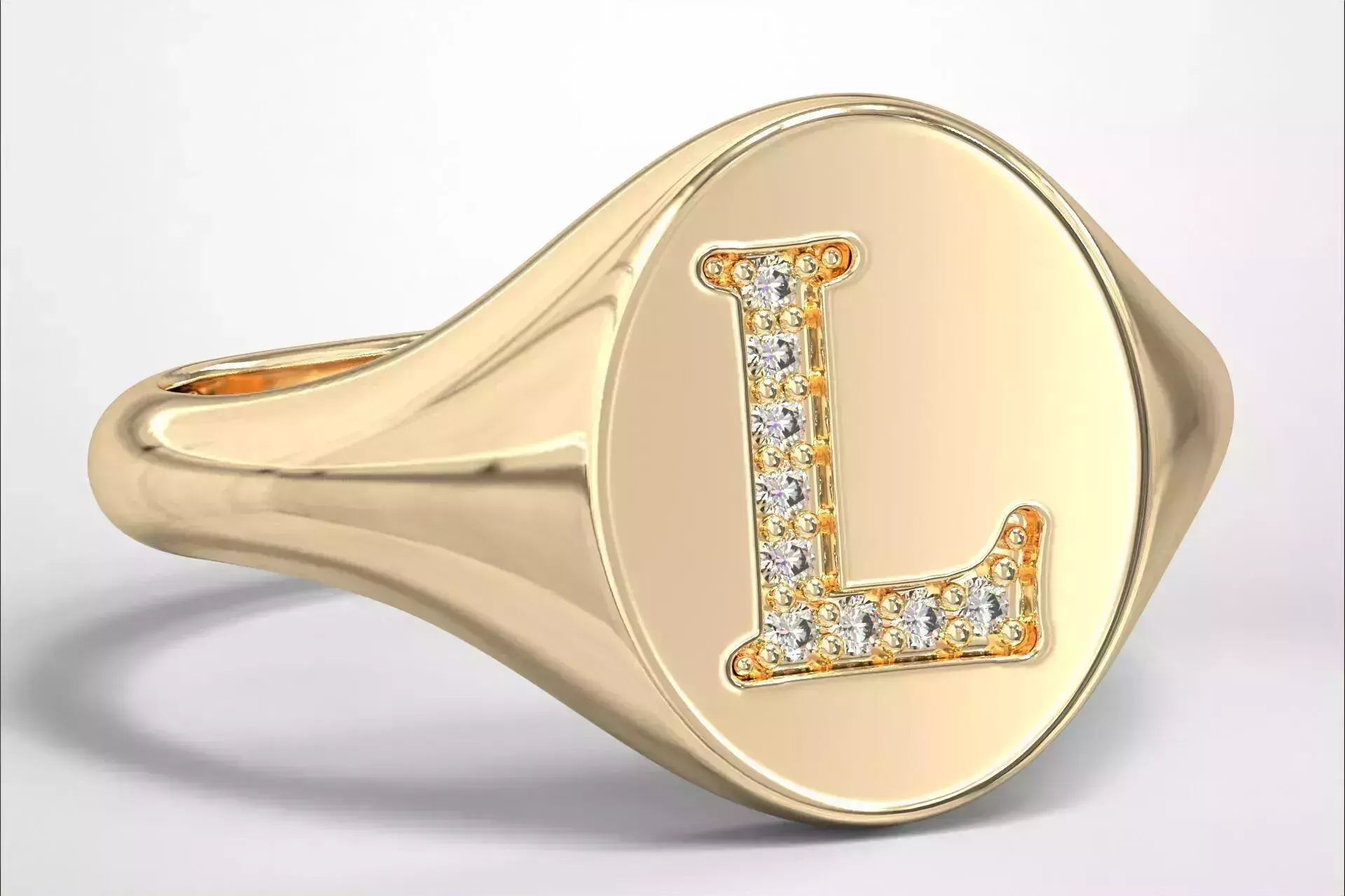 L Monogram Small Finger Ring Oval Signet Chevalier Ring 3D print model
