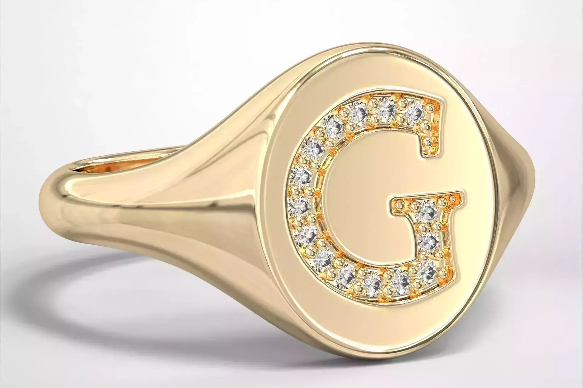 G Monogram Small Finger Ring Oval Signet Chevalier Ring 3D print model