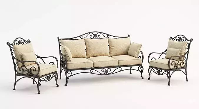 Luxury Sofa Set 3D Model