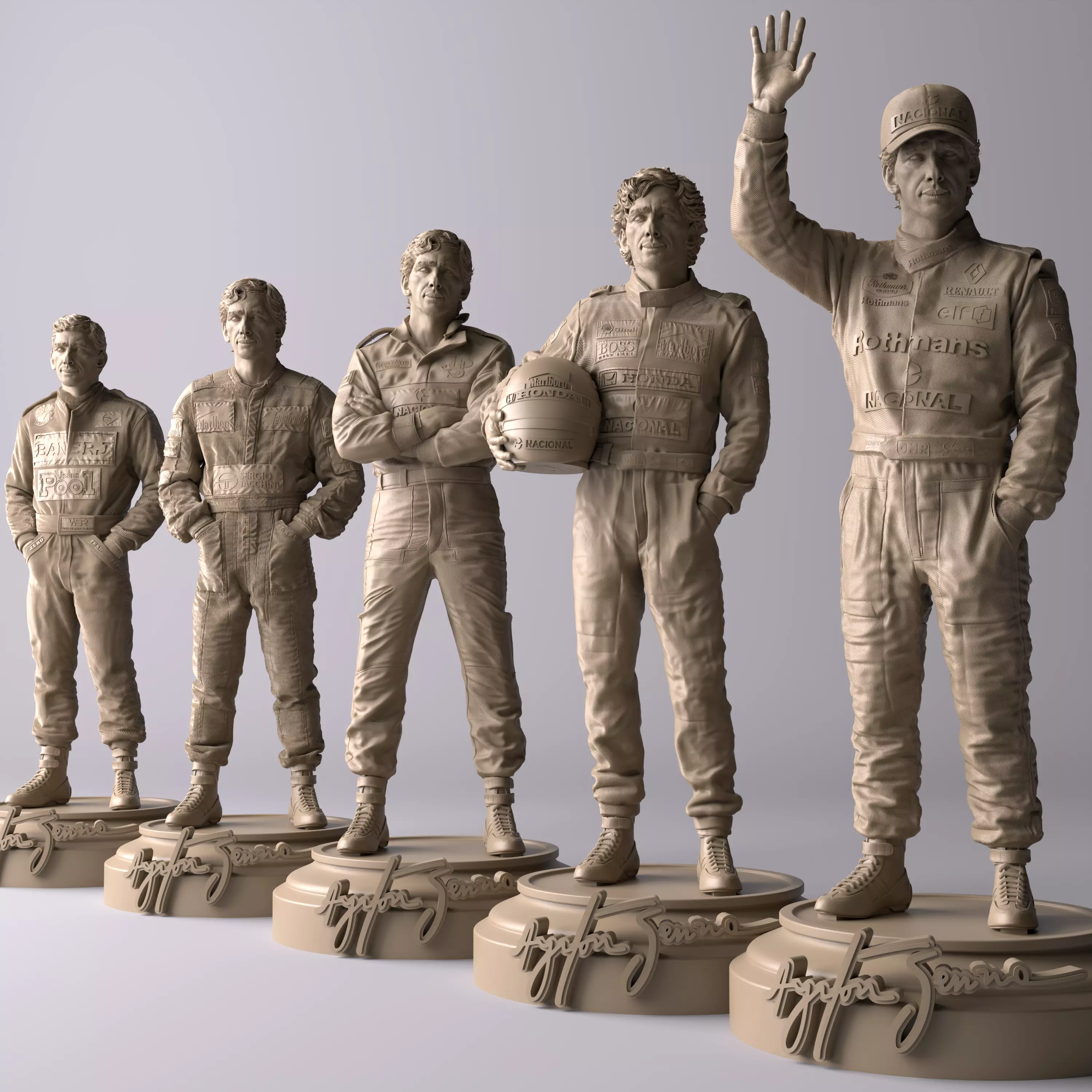 Ayrton Senna Full Career Pack 5 Figures Premium Collectible Set 3D print model