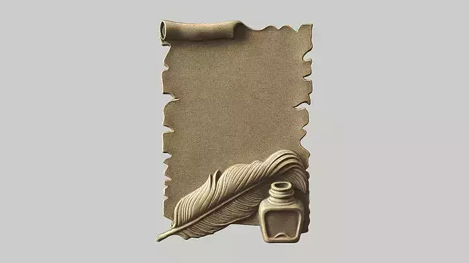 Vintage Parchment Scroll with Quill and Inkwell