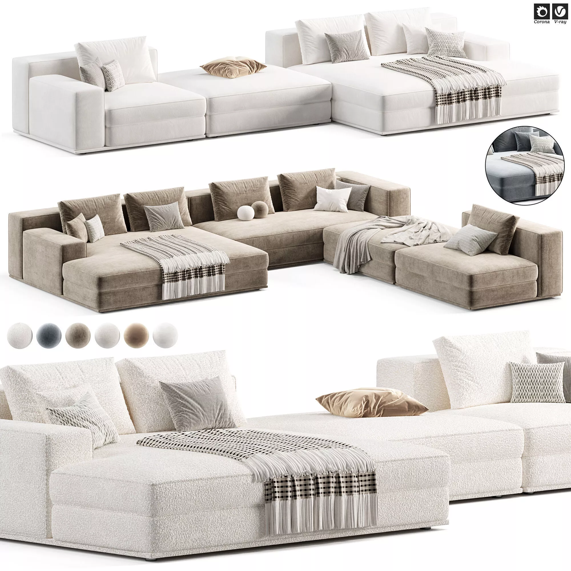 Vancouver Modular sofa by Fluffy Puffy 3D model