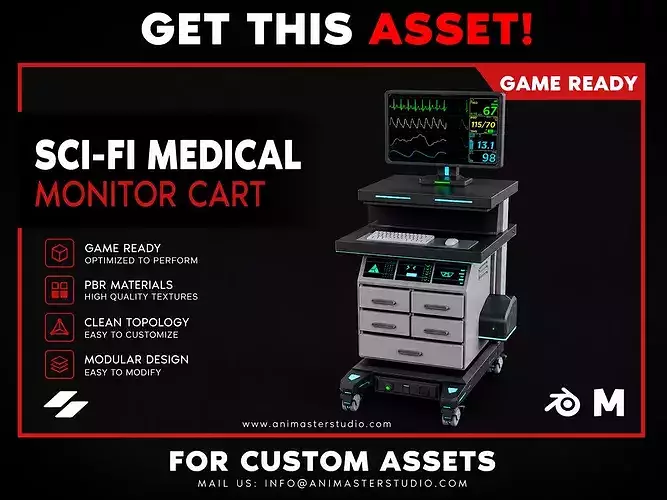 Sci-Fi Medical Monitor Cart