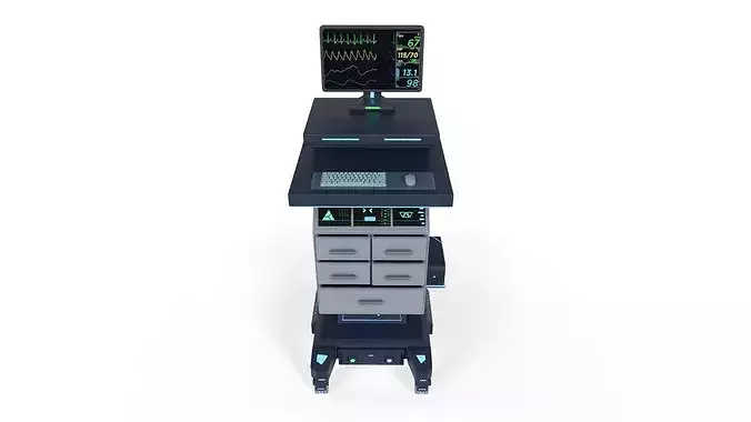 Sci-Fi Medical Monitor Cart