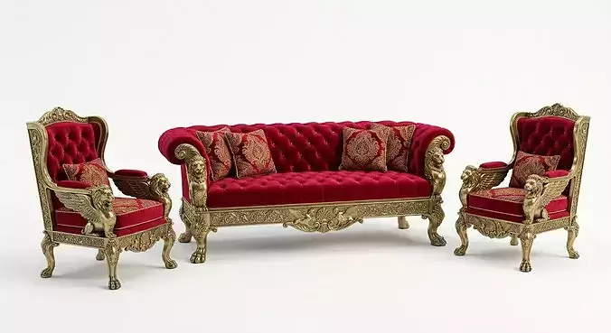 Contemporary Sofa Set 3D Model