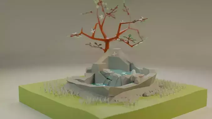 Spring Low Poly Low poly hot spring free VR / AR / low-poly 3D model | CGTrader