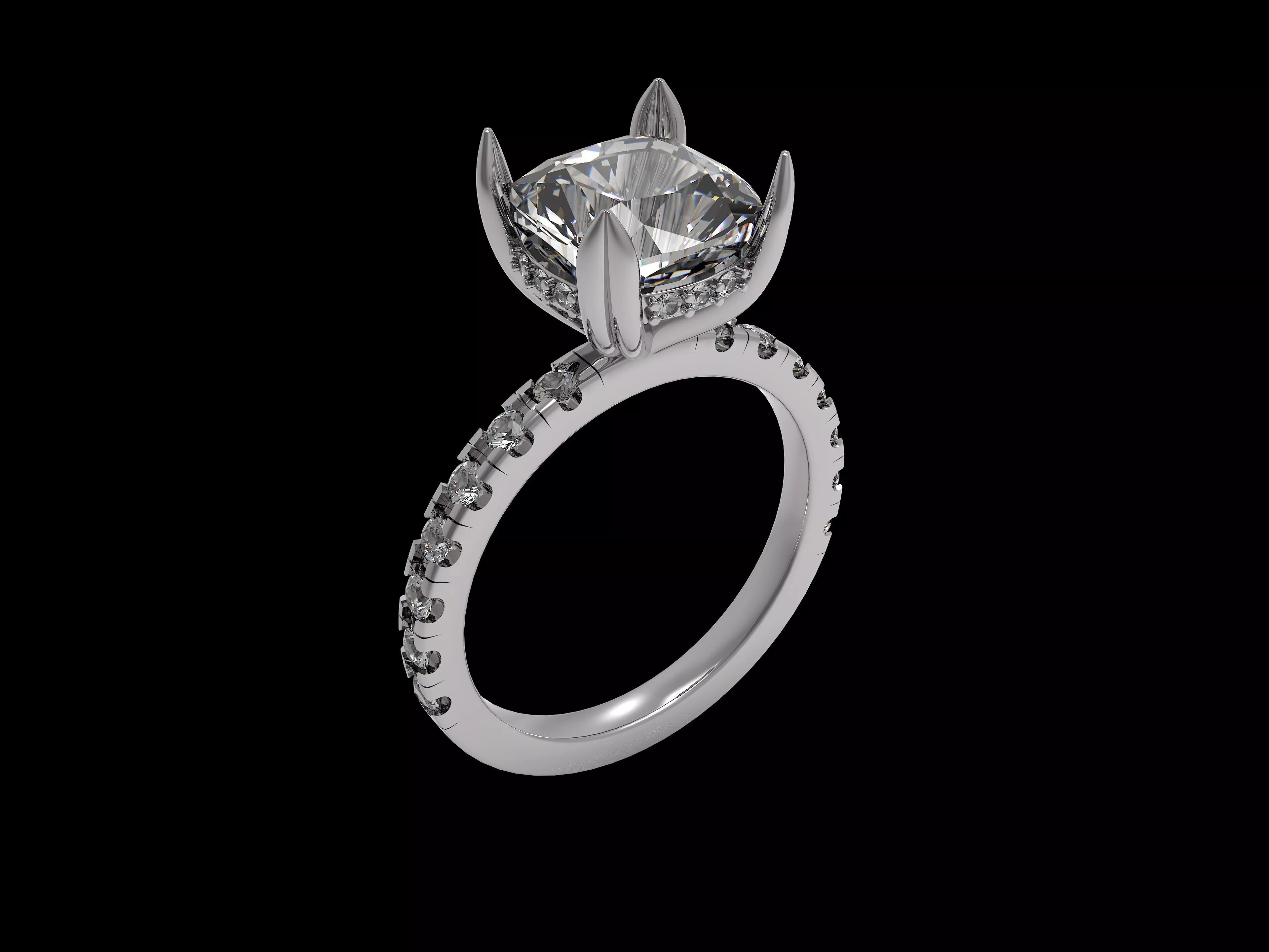 Cushion Cut Engagement Ring US Size 6 EU 52 3D print model