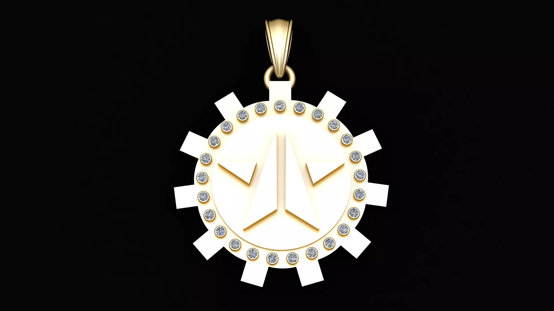 Industrial Star Gear Medallion Iced Out 3D Printable Pendant 3D print model