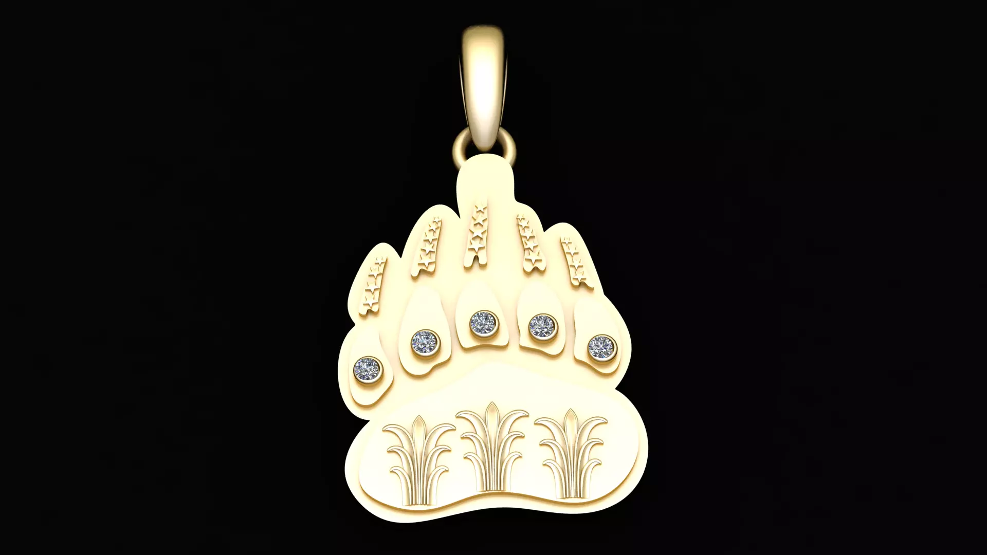 Wild Grizzly Bear Paw Medallion Celestial Accent 3D 3D print model