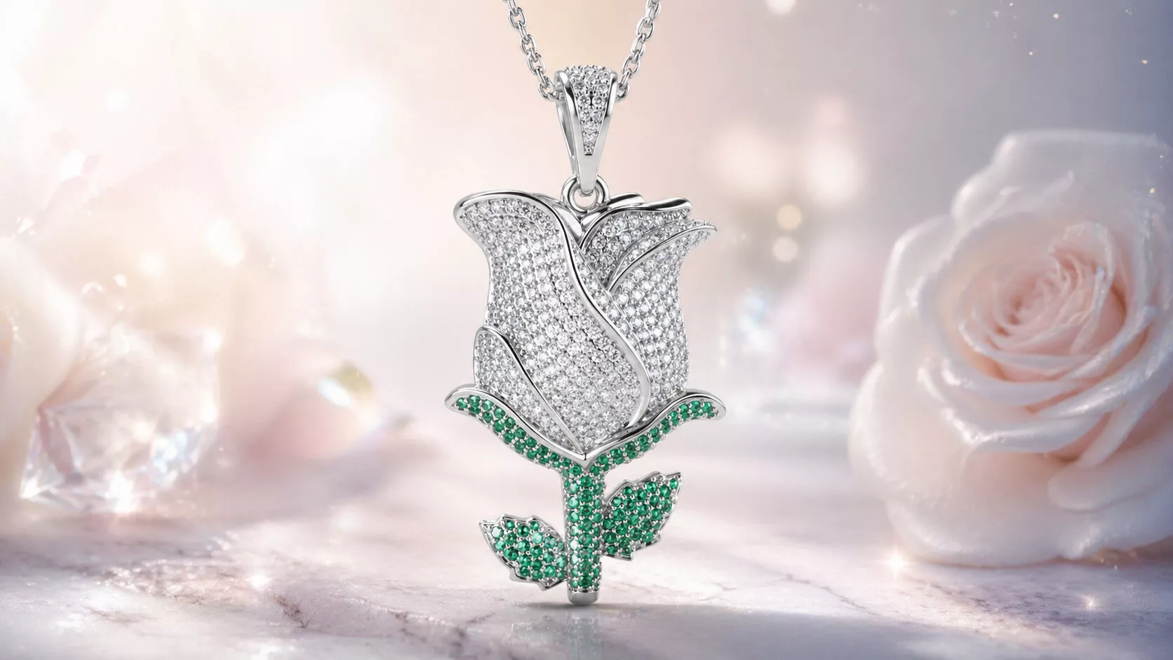 Rose Flower Iced Out Pendant 3D print model