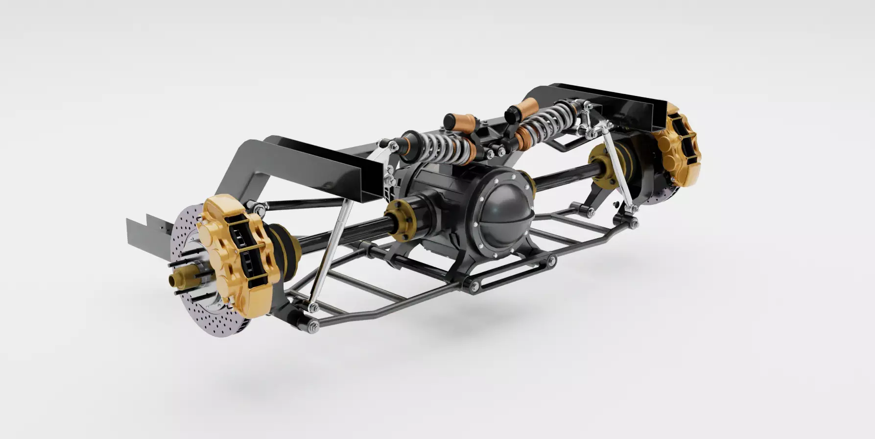 Racing Rear car truck suspension V3 Pushrod Low-poly 3D model