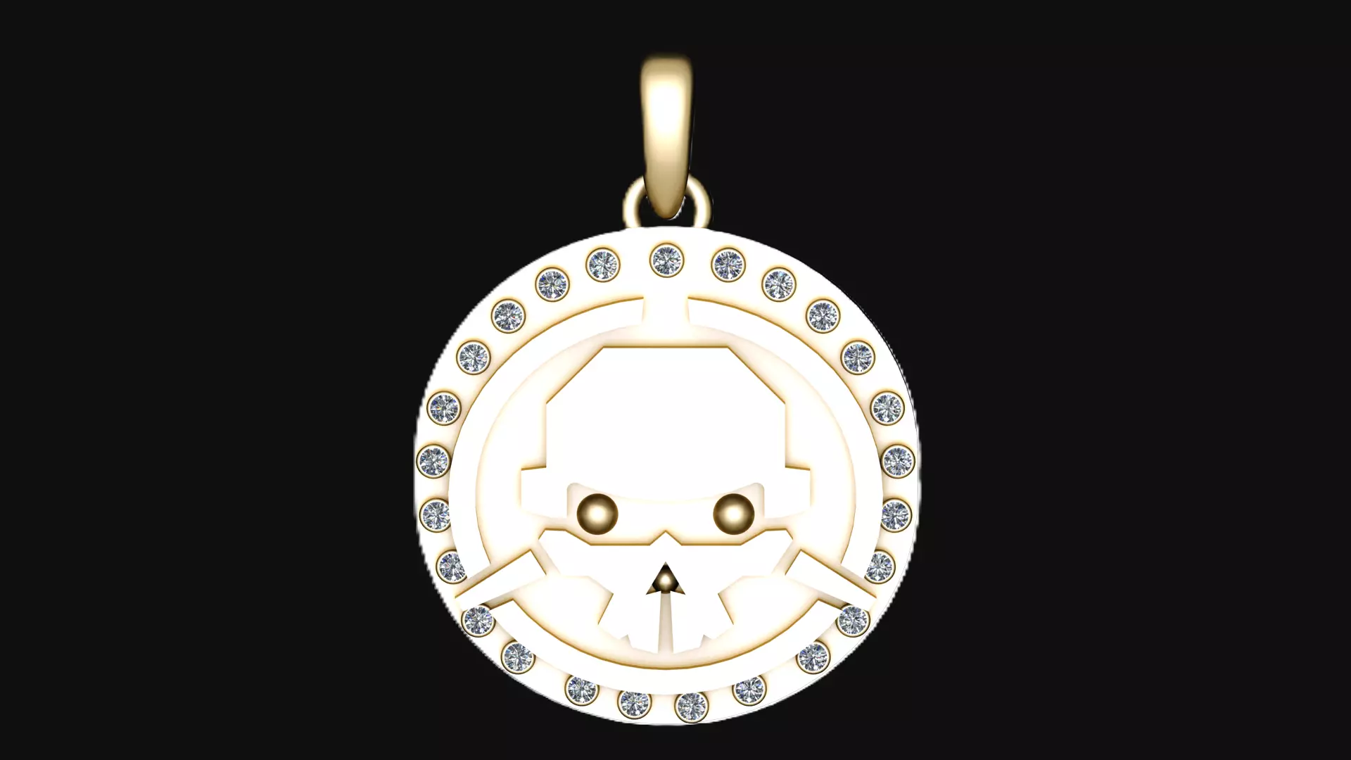 Cyberpunk Mech Skull Medallion Iced Out 3D Printable Pendant 3D print model