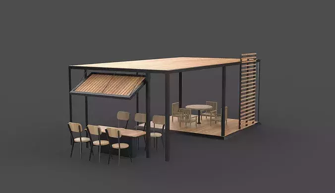 Outdoor dining area 3D model 6