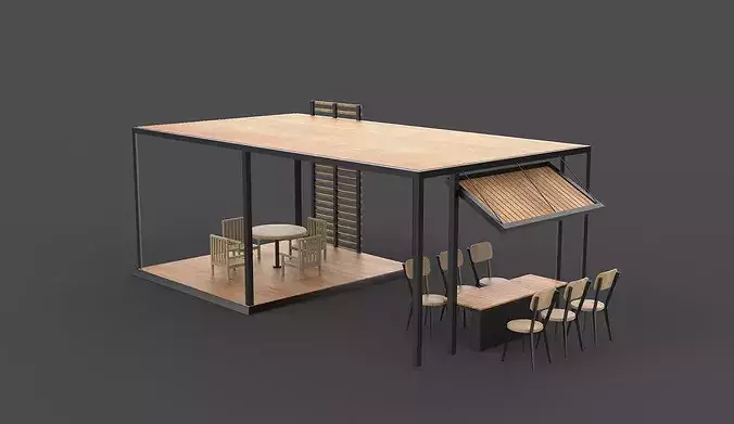 Outdoor dining area 3D model 7