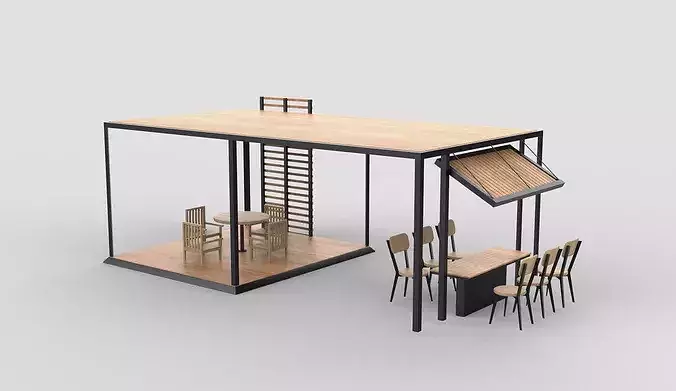 Outdoor dining area 3D model 3
