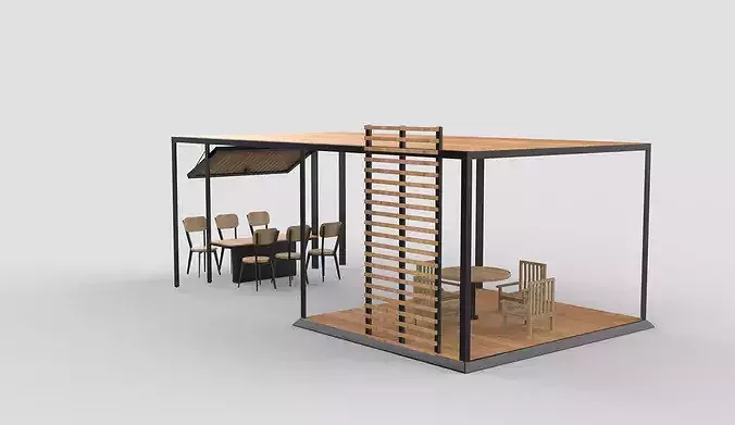 Outdoor dining area 3D model 5