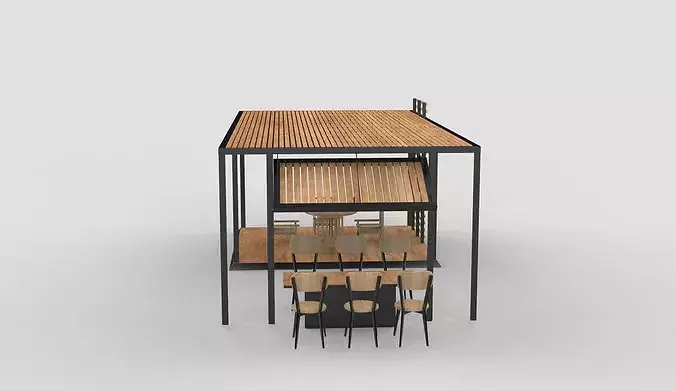 Outdoor dining area 3D model 2