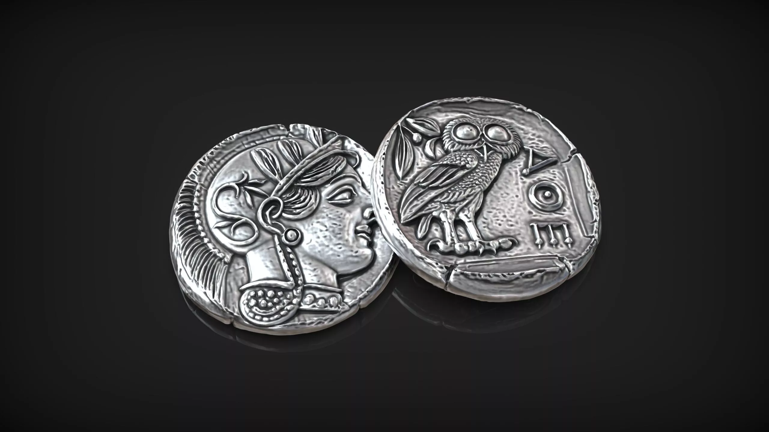 Ancient Greek Tetradrachm Athena and Owl Coin Replica 3D print model