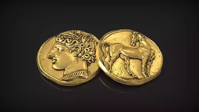 Ancient Greek Gold Apollo and Horse Coin Replica