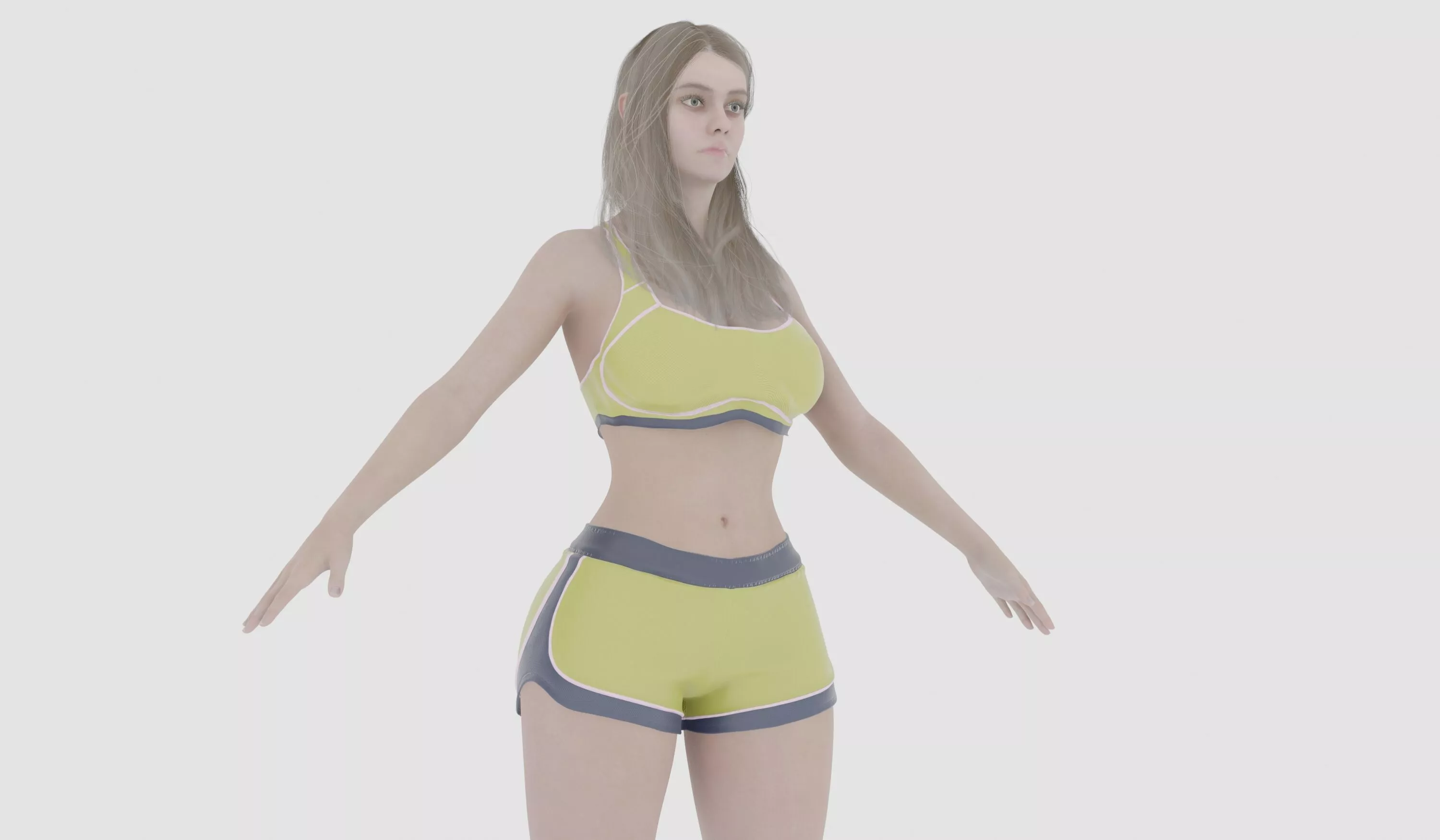 Rosey Female Character Rigged 3 Outfits Blender Ready Free Free low-poly 3D model