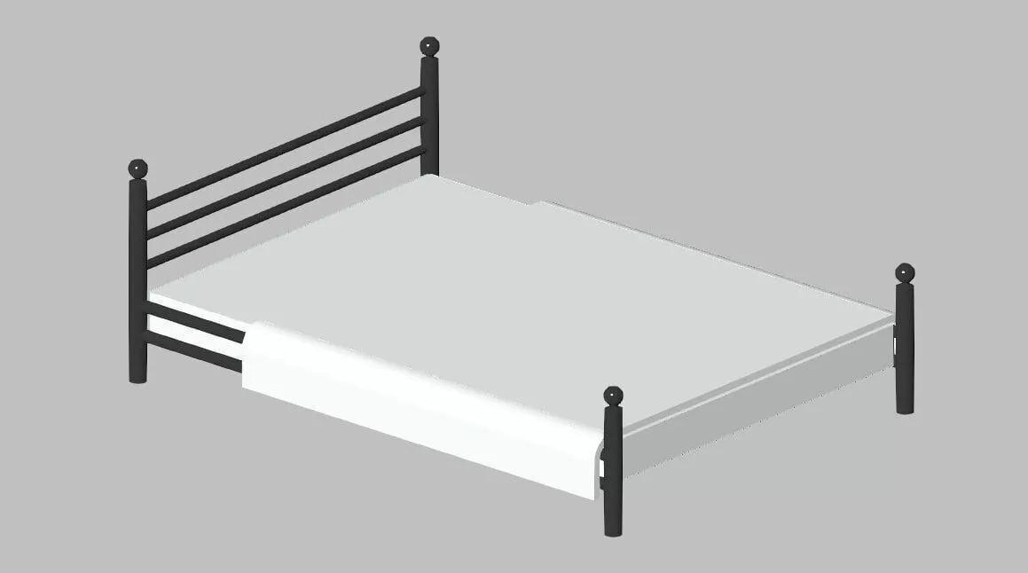 Minimalist Metal Bed Frame Modern Revit Furniture Model 3D model