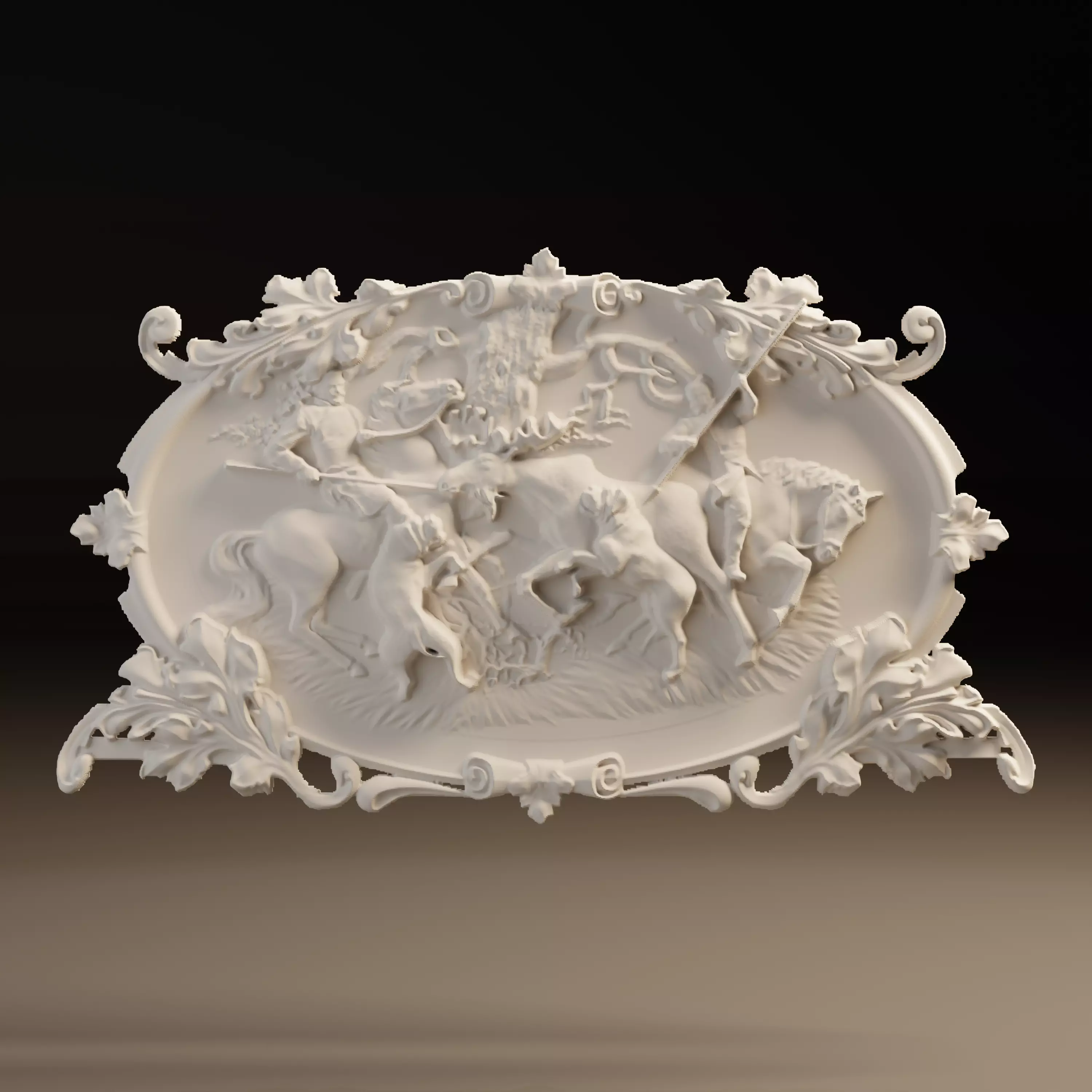Moose Hunting Scene Relief CNC STL Decorative Panel 3D print model