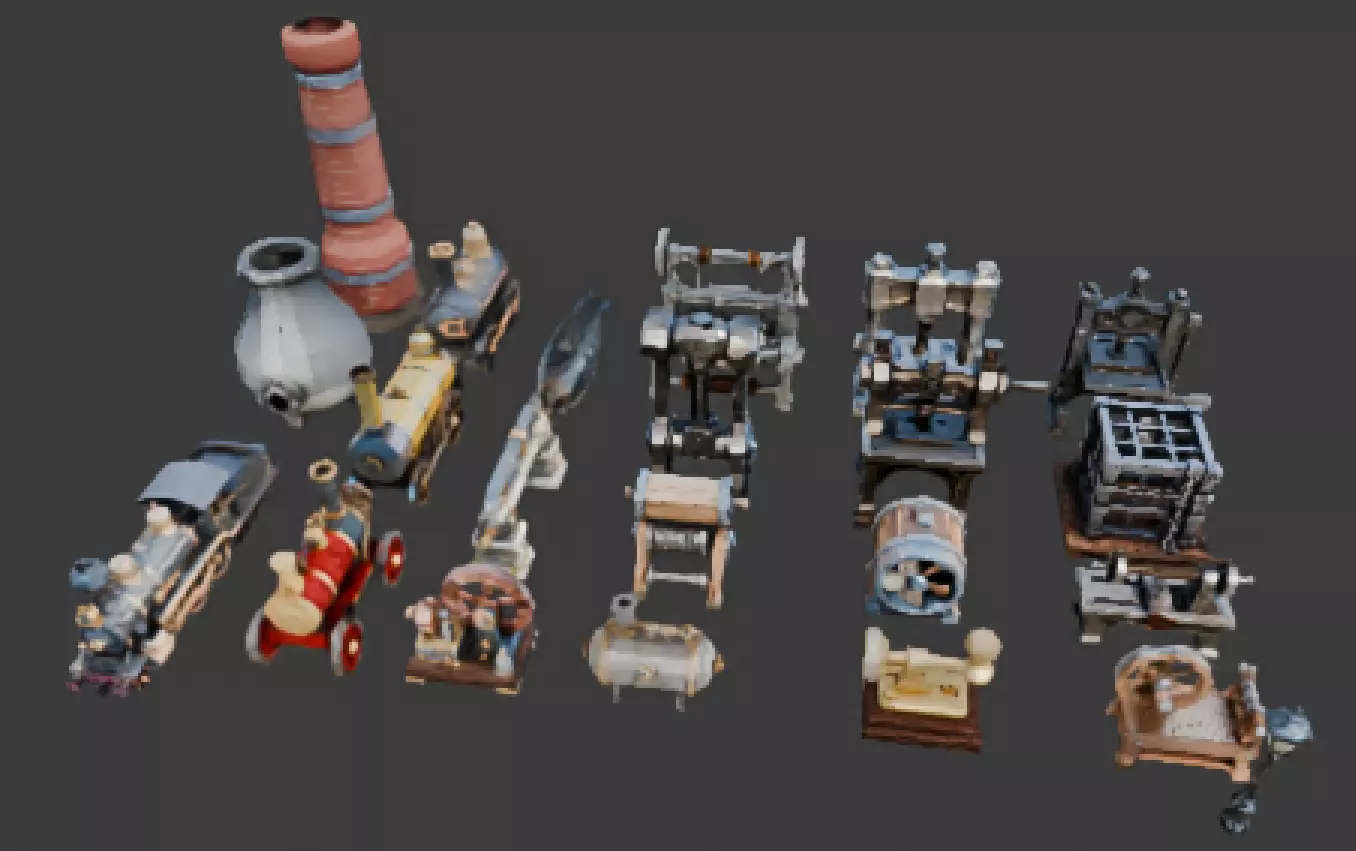 Industrial Machinery Pack Low-poly 3D model