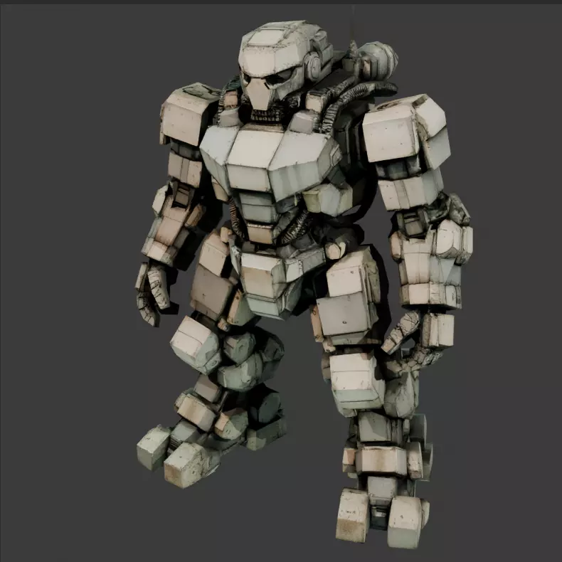Dystopian robot Low-poly 3D model